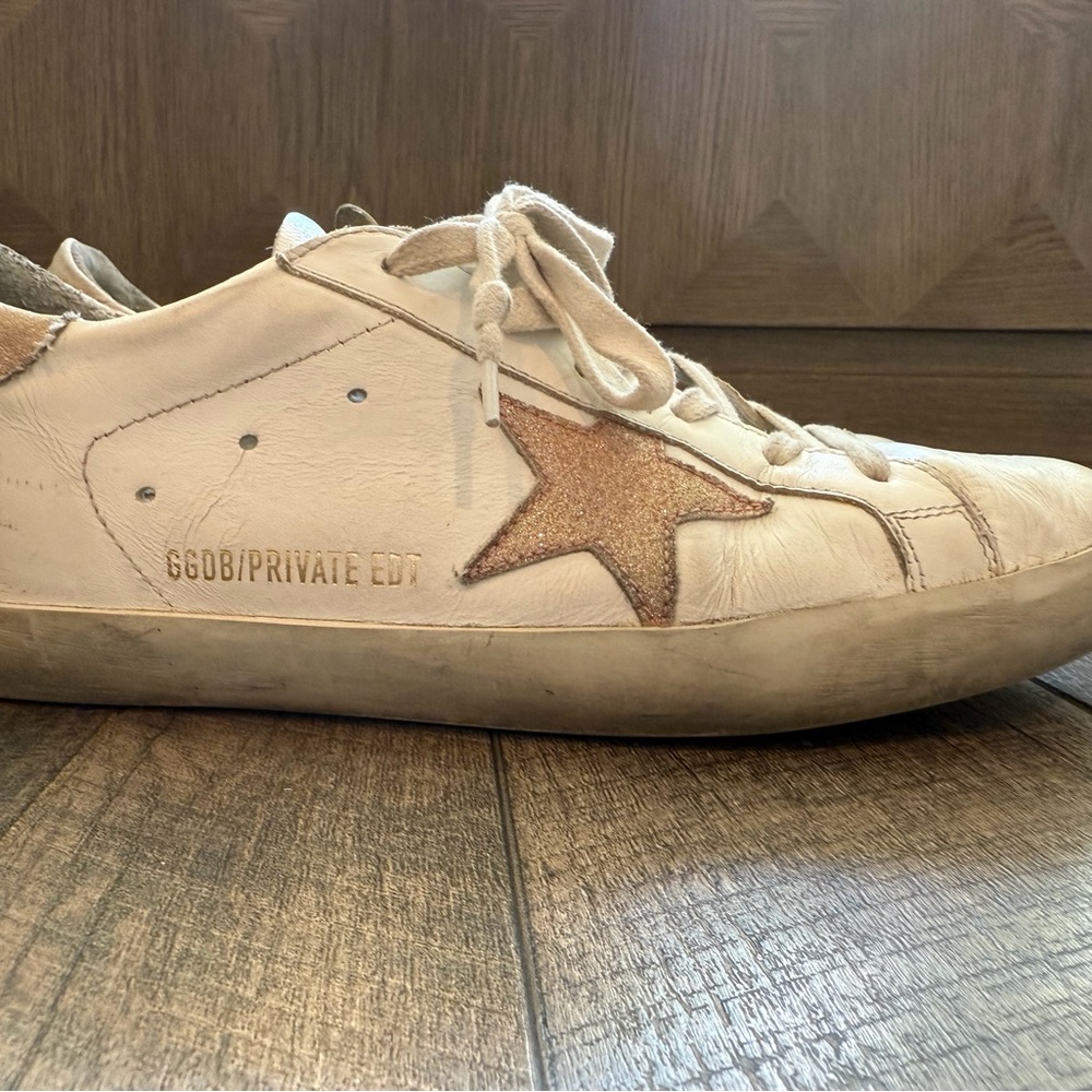 Golden Goose Women's Cream Sneakers with Gold Star